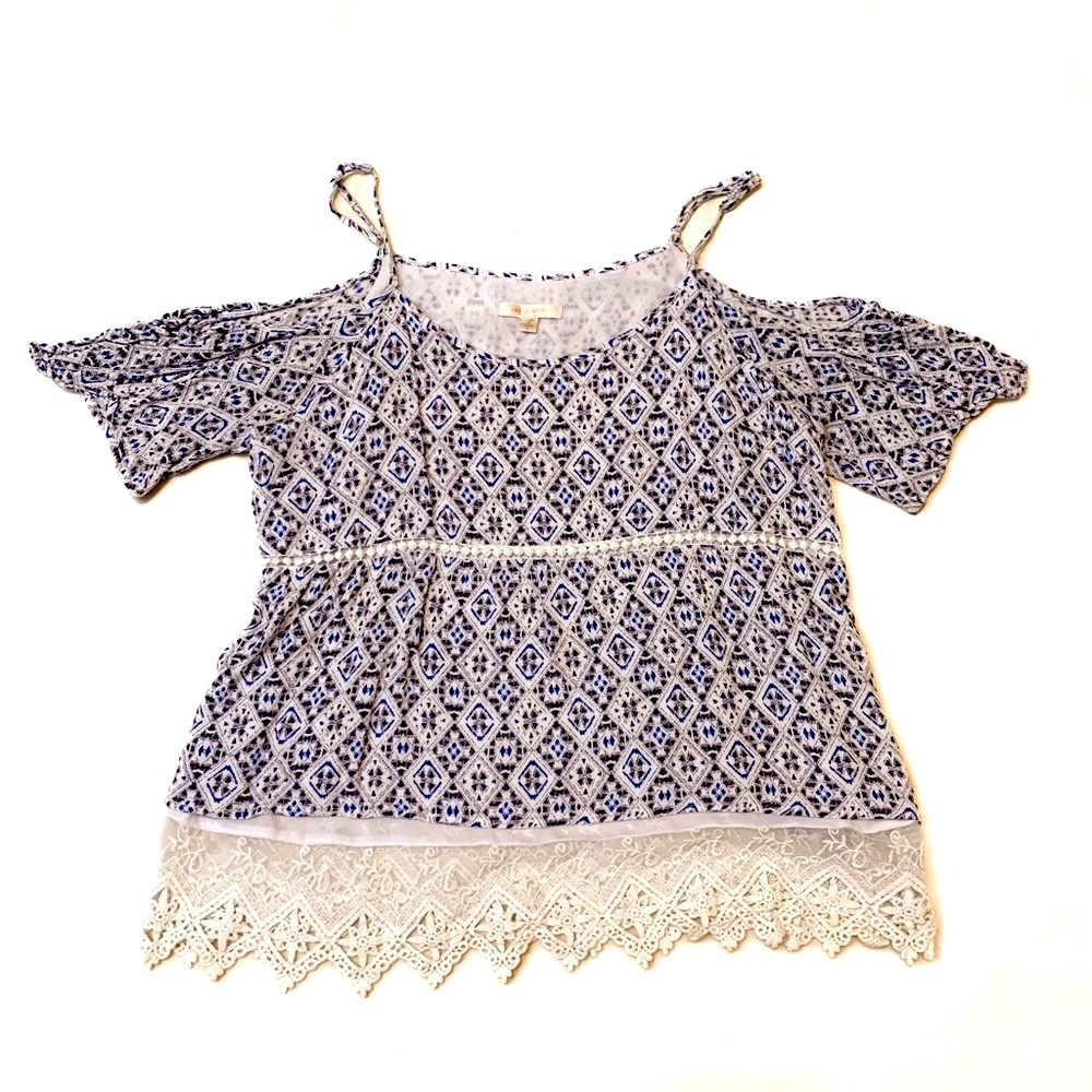 Skies Are Blue cold shoulder strap top